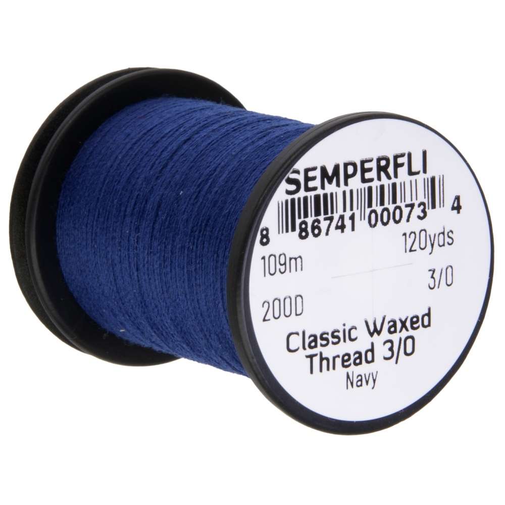 Semperfli Classic Waxed Thread 3/0 120 Yards Navy Fly Tying Threads (Product Length 120 Yds / 109m)